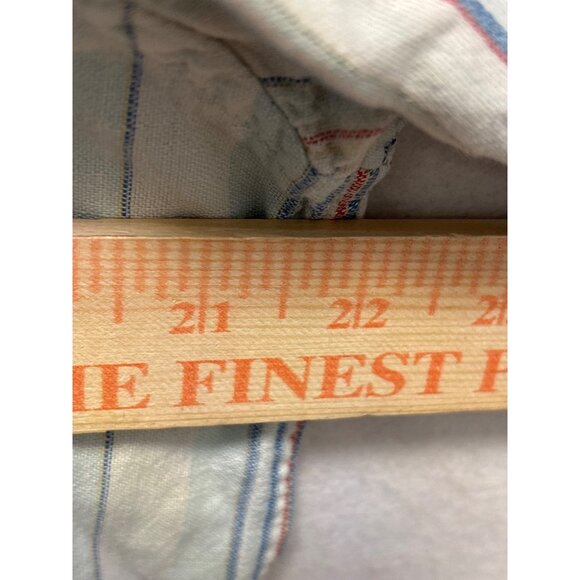 RIG Mens Short Sleeve Striped Shirt Size 42 Casual Cotton Linen Blend - Picture 7 of 10